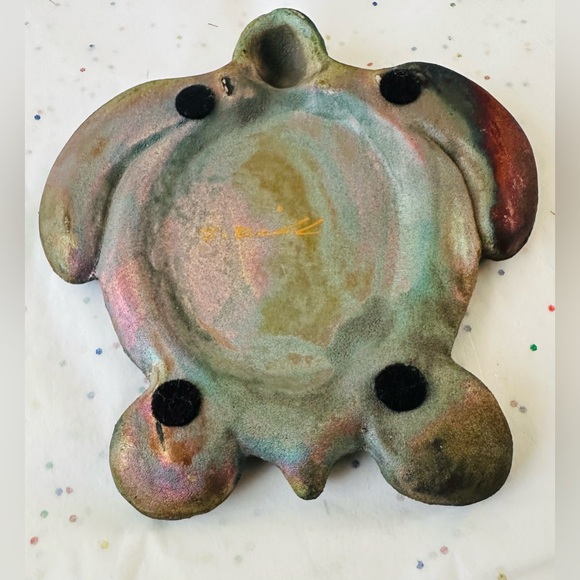 ONE Ben Diller Raku Pottery 5" Sea Turtle Handmade Figurine Sculpture Hawaii - Picture 5 of 8